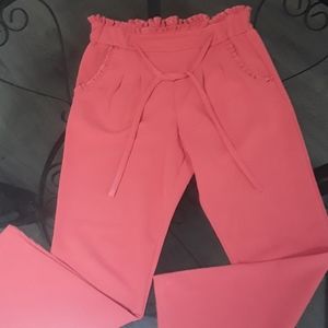 Peach/coral colored cropped slacks